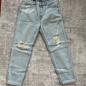 BDG Light Denim Distressed High Rise Mom Jean